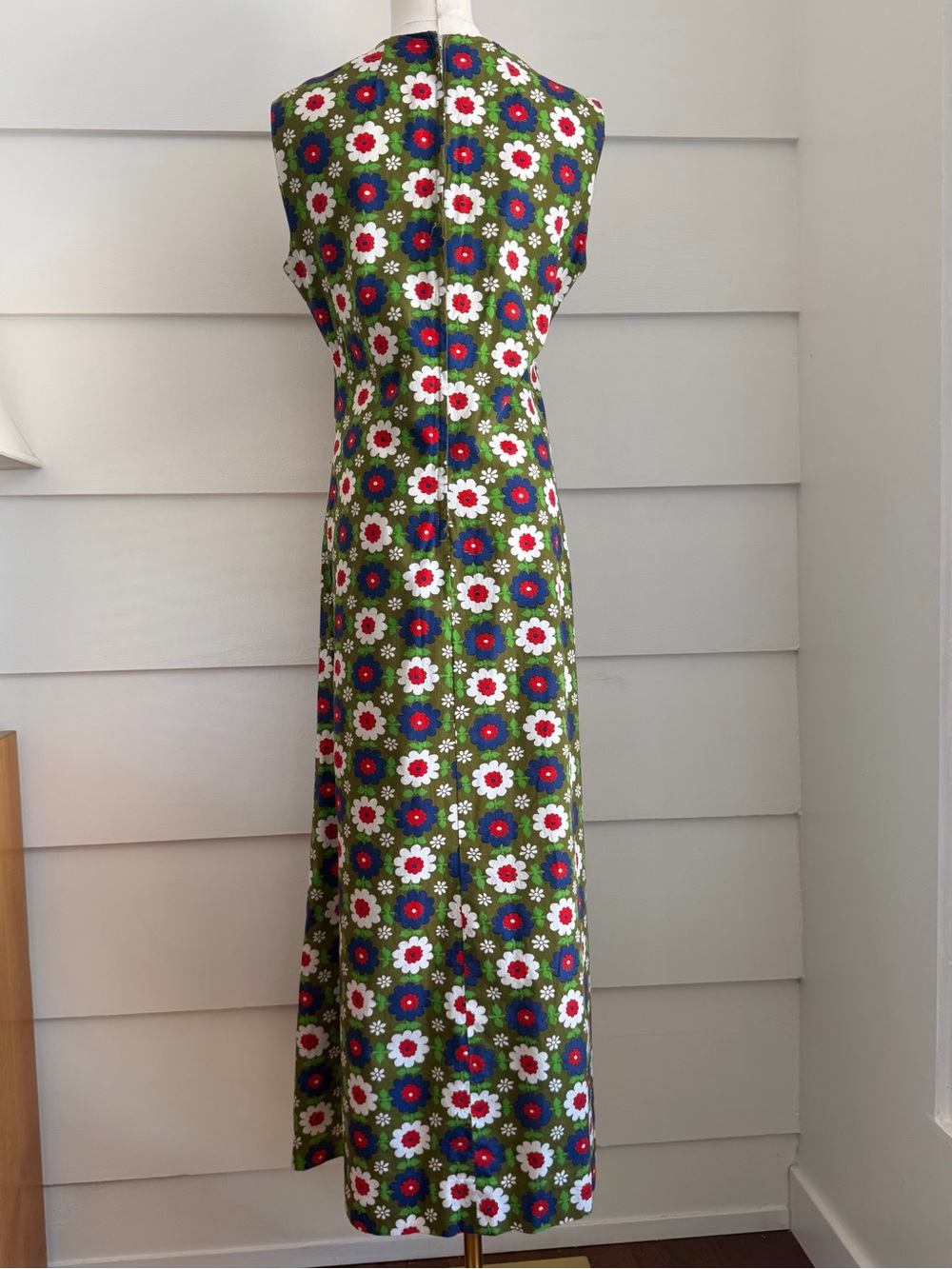 Vintage 70s Floral Print Maxi Dress Flower Power Boho Hippie - Picture 7 of 8